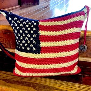 The Sak American Flag Crochet Shoulder Bag